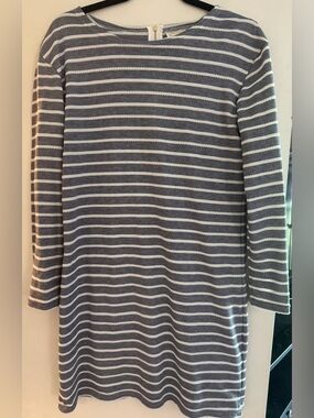 Sail to Sable Gray & White Striped Knit Dress